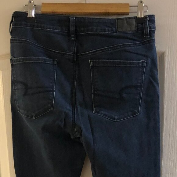 American Eagle Navy Dark Wash Jeans Skinny Stretch Size 8 - Picture 8 of 8